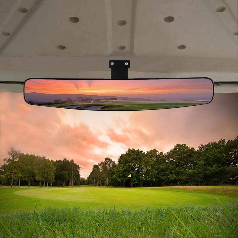 HKOO Extra Wide Convex Rear View Mirror for Golf Cart, 16.5" - Compatible with EZ Go, Club Car, Yamaha - Image 1
